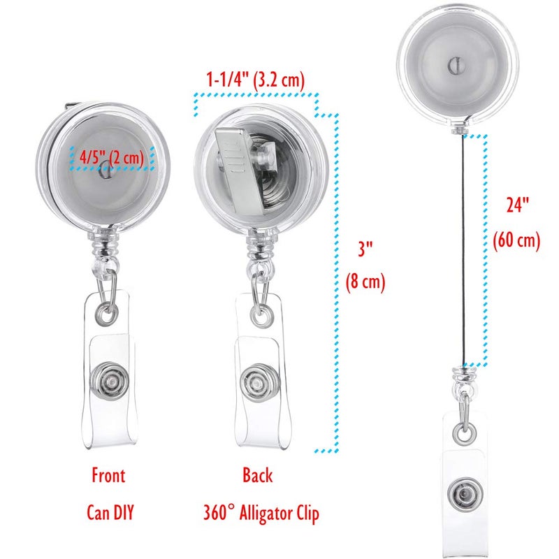 QREEL - 2 Pack - Retractable ID Name Badge Holder Reels with Swivel Alligator Clip (Translucent Clear) - Image 2